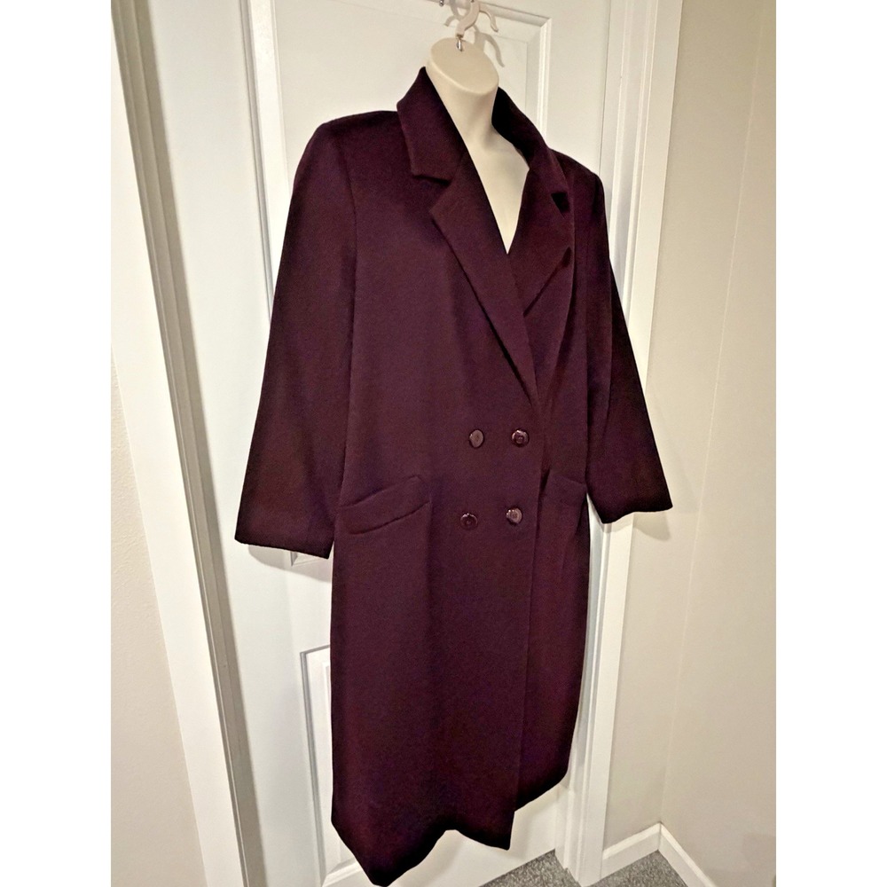 Vtg Kristen Blake Bordeaux 100% Wool Maxi Coat Sz 16 USA Old Money Quiet Luxury - Picture 4 of 16